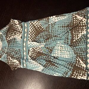 BCBGMaxAzria Abstract Blue and Brown Mini Dress